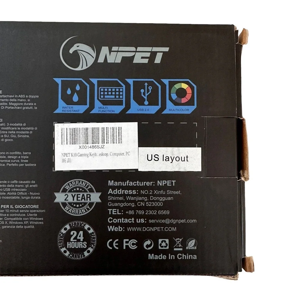 NPET K10 Gaming Keyboard Open Box Wired Illuminated Backlit Multicolor Floating